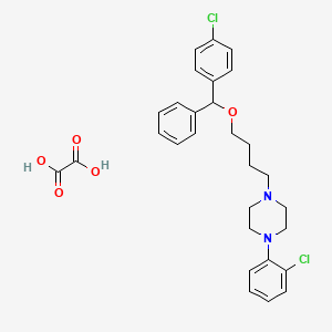 molecular formula C29H32Cl2N2O5 B13745178 1-(o-Chlorophenyl)-4-(4-(alpha-(p-chlorophenyl)benzyloxy)butyl)piperazine oxalate CAS No. 23904-90-7