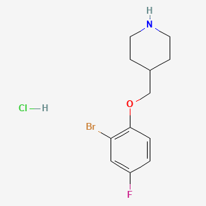 molecular formula C12H16BrClFNO B1374543 4-[(2-Bromo-4-fluorophenoxy)methyl]piperidine hydrochloride CAS No. 1220019-27-1