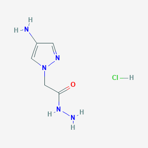 molecular formula C5H10ClN5O B1374547 2-(4-Amino-1H-pyrazol-1-yl)acetohydrazide hydrochloride CAS No. 1256264-87-5