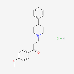molecular formula C21H26ClNO2 B13745504 Propiophenone, 4-methoxy-beta-(phenyl-(1-piperidino))-, hydrochloride CAS No. 24210-97-7