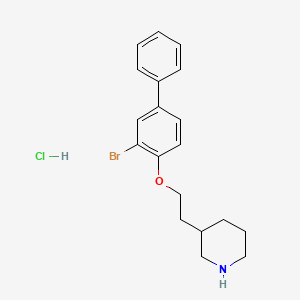 molecular formula C19H23BrClNO B1374553 3-{2-[(3-Bromo[1,1'-biphenyl]-4-yl)oxy]-ethyl}piperidine hydrochloride CAS No. 1220029-12-8