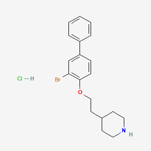 molecular formula C19H23BrClNO B1374554 4-{2-[(3-Bromo[1,1'-biphenyl]-4-yl)oxy]-ethyl}piperidine hydrochloride CAS No. 1220016-31-8