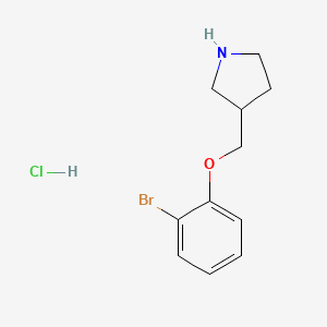 molecular formula C11H15BrClNO B1374556 3-[(2-Bromophenoxy)methyl]pyrrolidine hydrochloride CAS No. 1220036-81-6