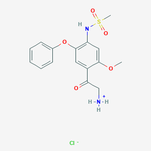 molecular formula C16H19ClN2O5S B137458 N-(4-(2-aminoacetyl)-5-methoxy-2-phenoxyphenyl)methanesulfonamide hydrochloride CAS No. 149436-41-9