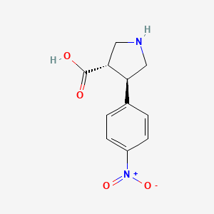 molecular formula C11H12N2O4 B13746079 Trans-4-(4-nitrophenyl)pyrrolidine-3-carboxylic acid 