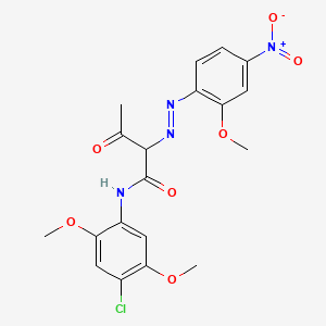 molecular formula C19H19ClN4O7 B13746221 N-(4-Chloro-2,5-dimethoxyphenyl)-2-((2-methoxy-4-nitrophenyl)azo)-3-oxobutyramide CAS No. 22254-53-1