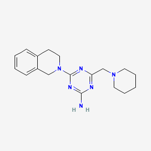molecular formula C18H24N6 B13746222 Isoquinoline, 1,2,3,4-tetrahydro-2-(4-amino-6-(piperidinomethyl)-s-triazin-2-yl)- CAS No. 30146-66-8