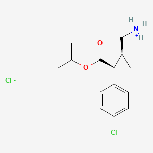 molecular formula C14H19Cl2NO2 B13746374 Cyclopropanecarboxylic acid, 2-(aminomethyl)-1-(p-chlorophenyl)-, 1-methylethyl ester, (Z)-, monohydrochloride CAS No. 105310-30-3