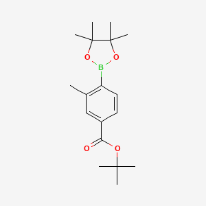 molecular formula C18H27BO4 B1374650 Tert-butyl 3-methyl-4-(4,4,5,5-tetramethyl-1,3,2-dioxaborolan-2-yl)benzoate CAS No. 1073493-92-1