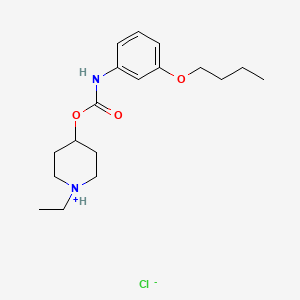 molecular formula C18H29ClN2O3 B13746594 Carbamic acid, (3-butoxyphenyl)-, 1-ethyl-4-piperidinyl ester, monohydrochloride CAS No. 105384-00-7