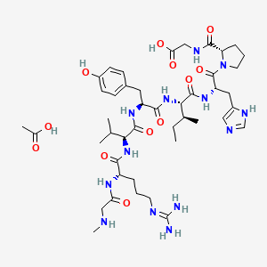 molecular formula C44H69N13O12 B13746707 Sar-arg-val-tyr-ile-his-pro-gly acetate salt 
