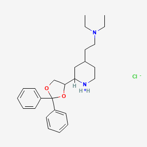 molecular formula C26H37ClN2O2 B13746723 beta-4-(1-(2-Diethylaminoethyl)-2-piperidyl)-2,2-diphenyl-1,3-dioxolane dihydrochloride CAS No. 3666-77-1