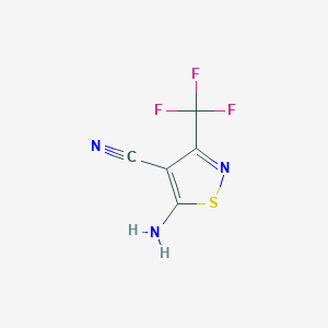 molecular formula C5H2F3N3S B1374677 5-Amino-3-(trifluoromethyl)-1,2-thiazole-4-carbonitrile CAS No. 1094619-79-0