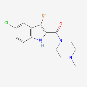 molecular formula C14H15BrClN3O B13746907 (3-bromo-5-chloro-1H-indol-2-yl)(4-methyl-1-piperazinyl)Methanone 