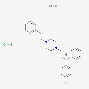 molecular formula C27H33Cl3N2 B13746925 1-(3-(p-Chlorophenyl)-3-phenylpropyl)-4-phenethylpiperazine dihydrochloride CAS No. 23902-90-1