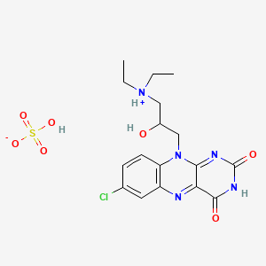 molecular formula C17H22ClN5O7S B13746953 7-Chloro-10-(3-(diethylamino)-2-hydroxypropyl)isoalloxazine sulfate CAS No. 101651-90-5