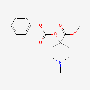 molecular formula C15H19NO5 B13746996 Carbonic acid, 4-methoxycarbonyl-1-methyl-4-piperidyl phenyl ester CAS No. 101418-13-7