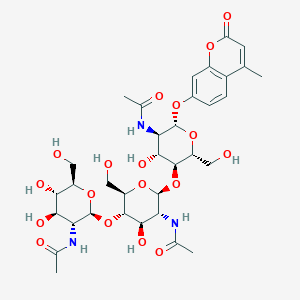 molecular formula C34H47N3O18 B013747 N-[(2S,3R,4R,5S,6R)-2-[(2R,3S,4R,5R,6S)-5-acetamido-6-[(2R,3S,4R,5R,6S)-5-acetamido-4-hydroxy-2-(hydroxymethyl)-6-(4-methyl-2-oxochromen-7-yl)oxyoxan-3-yl]oxy-4-hydroxy-2-(hydroxymethyl)oxan-3-yl]oxy-4,5-dihydroxy-6-(hydroxymethyl)oxan-3-yl]acetamide CAS No. 53643-13-3