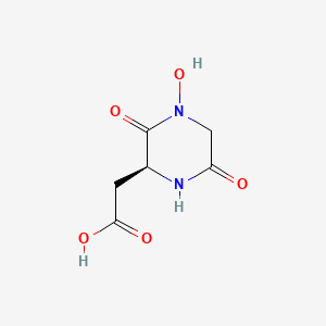 molecular formula C6H8N2O5 B13747027 [(2S)-4-Hydroxy-3,6-dioxopiperazin-2-YL]acetic acid 