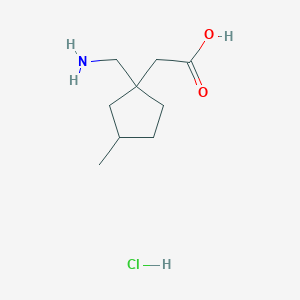 molecular formula C9H18ClNO2 B1374712 2-[1-(Aminomethyl)-3-methylcyclopentyl]acetic acid hydrochloride CAS No. 1461713-35-8