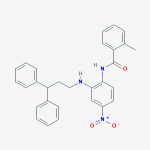 molecular formula C29H27N3O3 B13747269 N-[2-(3,3-diphenylpropylamino)-4-nitrophenyl]-2-methylbenzamide 