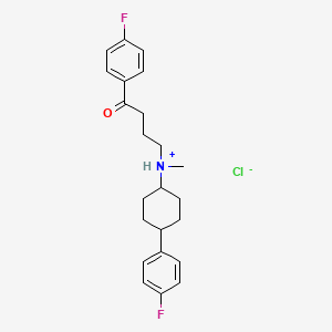 molecular formula C23H28ClF2NO B13747335 Butyrophenone, 4'-fluoro-4-(N-(4-(p-fluorophenyl)cyclohexyl)-N-methylamino)-, hydrochloride, (E)- CAS No. 36771-99-0