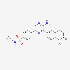 molecular formula C23H23N5O3S B1374752 4-(5-amino-6-(1-oxo-1,2,3,4-tetrahydroisoquinolin-6-yl)pyrazin-2-yl)-N-cyclopropyl-N-methylbenzenesulfonamide CAS No. 1396771-17-7
