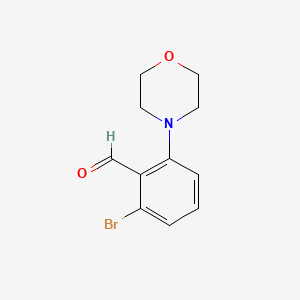 molecular formula C11H12BrNO2 B1374759 2-Bromo-6-(morpholino)benzaldehyde CAS No. 736990-82-2