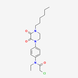 molecular formula C20H28ClN3O3 B13747881 Acetanilide, 2-chloro-4'-(2,3-dioxo-4-hexyl-1-piperazinyl)-N-ethyl- CAS No. 101651-63-2