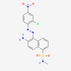 molecular formula C17H14ClN5O4S B13748090 1-Naphthalenesulfonamide, 6-amino-5-[(2-chloro-4-nitrophenyl)azo]-N-methyl- CAS No. 3843-41-2