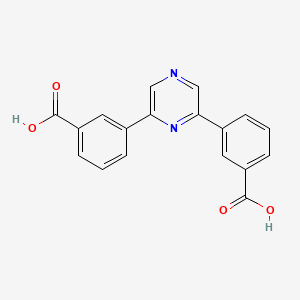 molecular formula C18H12N2O4 B13748097 3,3'-(Pyrazine-2,6-diyl)dibenzoic acid 