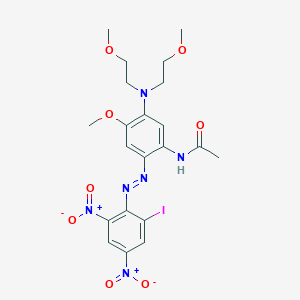 molecular formula C21H25IN6O8 B13748115 Acetamide,N-[5-[bis(2-methoxyethyl)amino]-2-[2-(2-iodo-4,6-dinitrophenyl)diazenyl]-4-methoxyphenyl]- CAS No. 62607-26-5