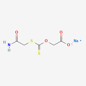 molecular formula C5H6NNaO4S2 B13748354 Sodium (((2-amino-2-oxoethyl)thio)thioxomethoxy)acetate CAS No. 63059-38-1