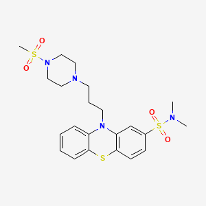 molecular formula C22H30N4O4S3 B13748362 Phenothiazine-2-sulfonamide, N,N-dimethyl-10-(3-(4-(methylsulfonyl)-1-piperazinyl)propyl)- CAS No. 3773-37-3