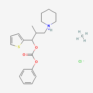 molecular formula C21H30ClNO3S B13748375 Phenyl (alpha-(1-(piperidinomethyl)ethyl)-2-thenyl) carbonate hydrochloride CAS No. 101911-99-3