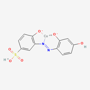 molecular formula C12H8CuN2O6S B13748460 Hydrogen (3-((2,4-dihydroxyphenyl)azo)-4-hydroxybenzenesulphonato(3-))cuprate(1-) CAS No. 26864-44-8