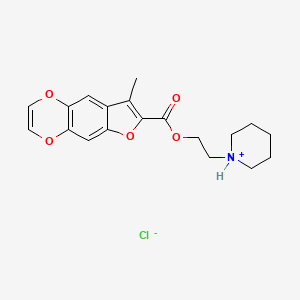 molecular formula C19H22ClNO5 B13748537 Furo(2,3-g)-1,4-benzodioxin-7-carboxylic acid, 8-methyl-, 2-piperidinoethyl ester, hydrochloride CAS No. 35685-97-3