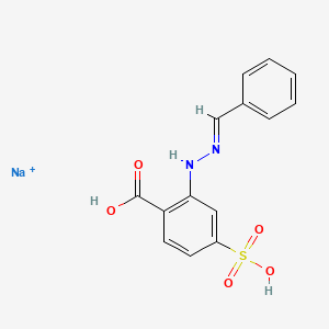 molecular formula C14H12N2NaO5S+ B13748546 sodium;2-[(2E)-2-benzylidenehydrazinyl]-4-sulfobenzoic acid 