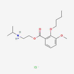 molecular formula C17H28ClNO4 B13748617 Benzoic acid, 2-butoxy-3-methoxy-, 2-(isopropylamino)ethyl ester, hydrochloride CAS No. 23966-71-4