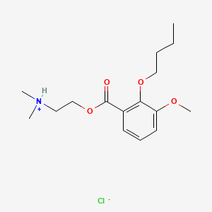 molecular formula C16H26ClNO4 B13748668 Benzoic acid, 2-butoxy-3-methoxy-, 2-(dimethylamino)ethyl ester, hydrochloride CAS No. 23959-17-3