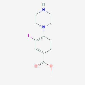 molecular formula C12H15IN2O2 B13748720 Methyl 3-iodo-4-(piperazin-1-yl)benzoate CAS No. 1131622-47-3