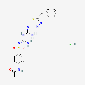 molecular formula C19H21ClN8O3S2 B13748806 Acetamide, N-(4-(((imino((imino((5-(phenylmethyl)-1,3,4-thiadiazol-2-yl)amino)methyl)amino)methyl)amino)sulfonyl)phenyl)-, monohydrochloride CAS No. 109225-36-7
