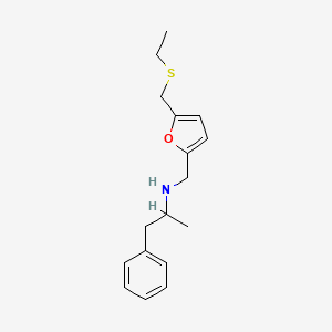 molecular formula C17H23NOS B13748862 FURFURYLAMINE, 5-((ETHYLTHIO)METHYL)-N-(alpha-METHYLPHENETHYL)- CAS No. 23656-77-1