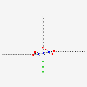 molecular formula C69H140N3O6.3Cl<br>C69H140Cl3N3O6 B13748963 2,2,5,8,8-Pentamethyl-1,9-bis(octadecyloxycarbonyl)-5-(octadecyloxycarbonylmethyl)-2,5,8-triazonianonane trichloride CAS No. 28719-79-1