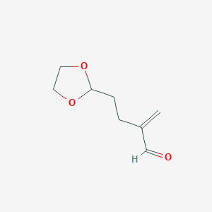 molecular formula C8H12O3 B13748981 4-(1,3-Dioxolan-2-yl)-2-methylidenebutanal CAS No. 23985-09-3