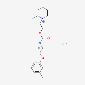 molecular formula C21H35ClN2O3 B13749200 Carbamic acid, N-methyl-N-(1-(3,5-xylyloxy)-2-propyl)-, 2-(2-methylpiperidino)ethyl ester, hydrochloride CAS No. 100836-66-6