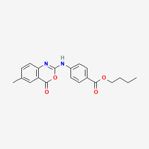 molecular formula C20H20N2O4 B13749227 butyl 4-(6-methyl-4-oxo-4H-benzo[d][1,3]oxazin-2-ylamino)benzoate 