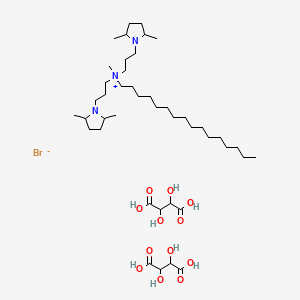 molecular formula C43H84BrN3O12 B13749231 N-Methyl N-cetyl bis(3-(2',5'-dimethyl-1-pyrrolidinyl)propyl)ammonium bromide ditartrate CAS No. 26837-71-8