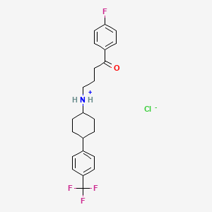 molecular formula C23H26ClF4NO B13749335 Butyrophenone, 4'-fluoro-4-(4-(alpha,alpha,alpha-trifluoro-p-tolyl)cyclohexylamino)-, hydrochloride, (E)- CAS No. 40504-42-5