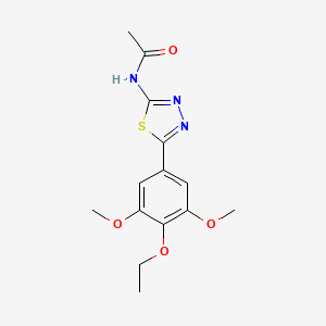 molecular formula C14H17N3O4S B13749380 Acetamide, N-(5-(4-ethoxy-3,5-dimethoxyphenyl)-1,3,4-thiadiazol-2-yl)- CAS No. 116758-62-4